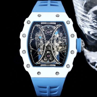 RICHARD MILLE RM53-01  White TPT Quartz Fiber Sky Blue Rubber Strap